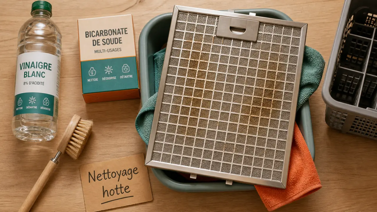 Nettoyage grille hotte : grille inox grasse, vinaigre et lave-vaisselle