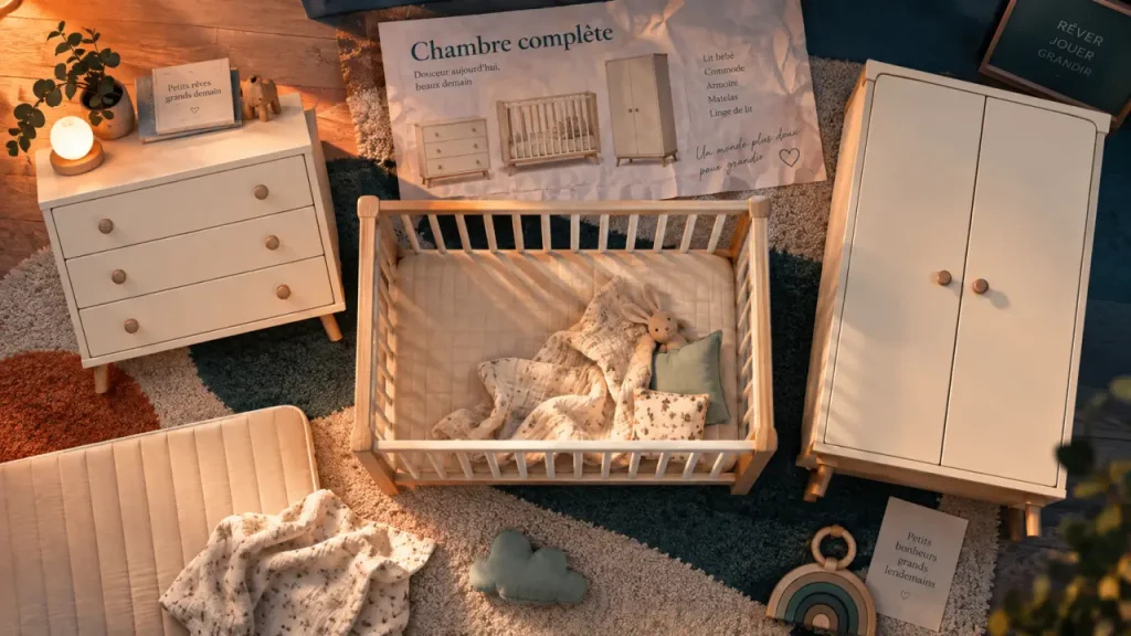 Une chambre complète pour bébé simplifie l’aménagement, à condition de bien vérifier le pack