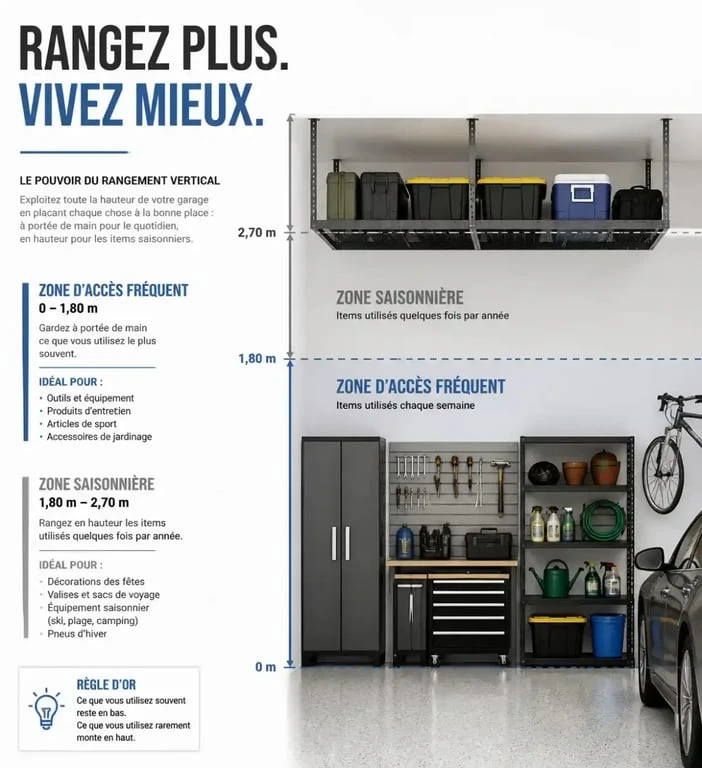Schéma de zonage pour l'optimisation du rangement dans un garage