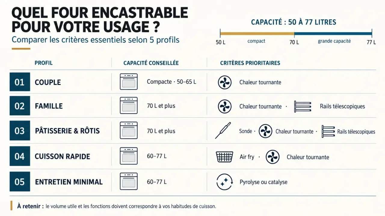 Comparaison des critères pour choisir le meilleur four encastrable selon ses besoins