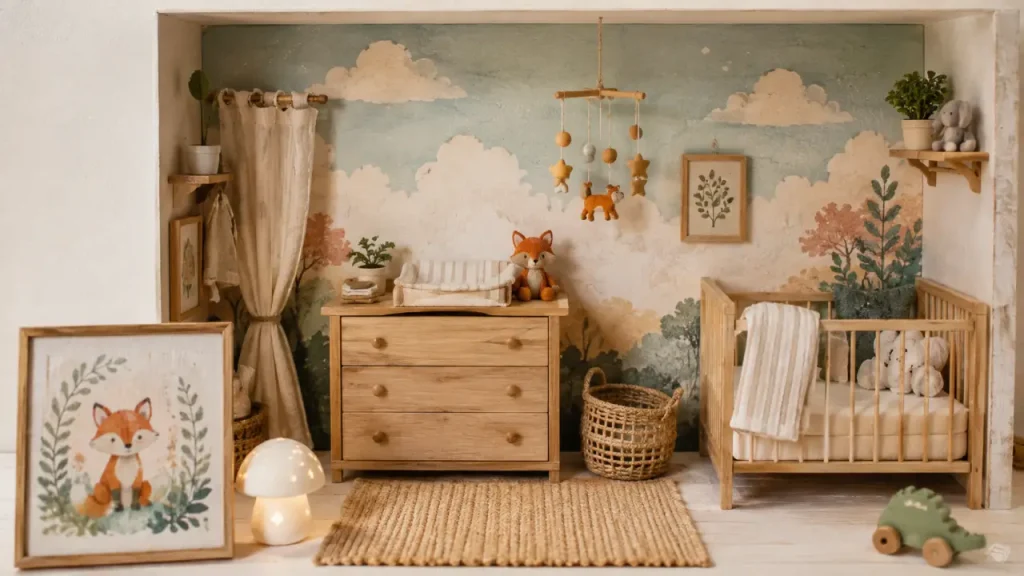 Chambre bébé garçon : thèmes nature, nuages, mer et couleurs douces qui durent