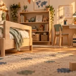 Mobilier enfant design : chambre lumineuse avec lit évolutif