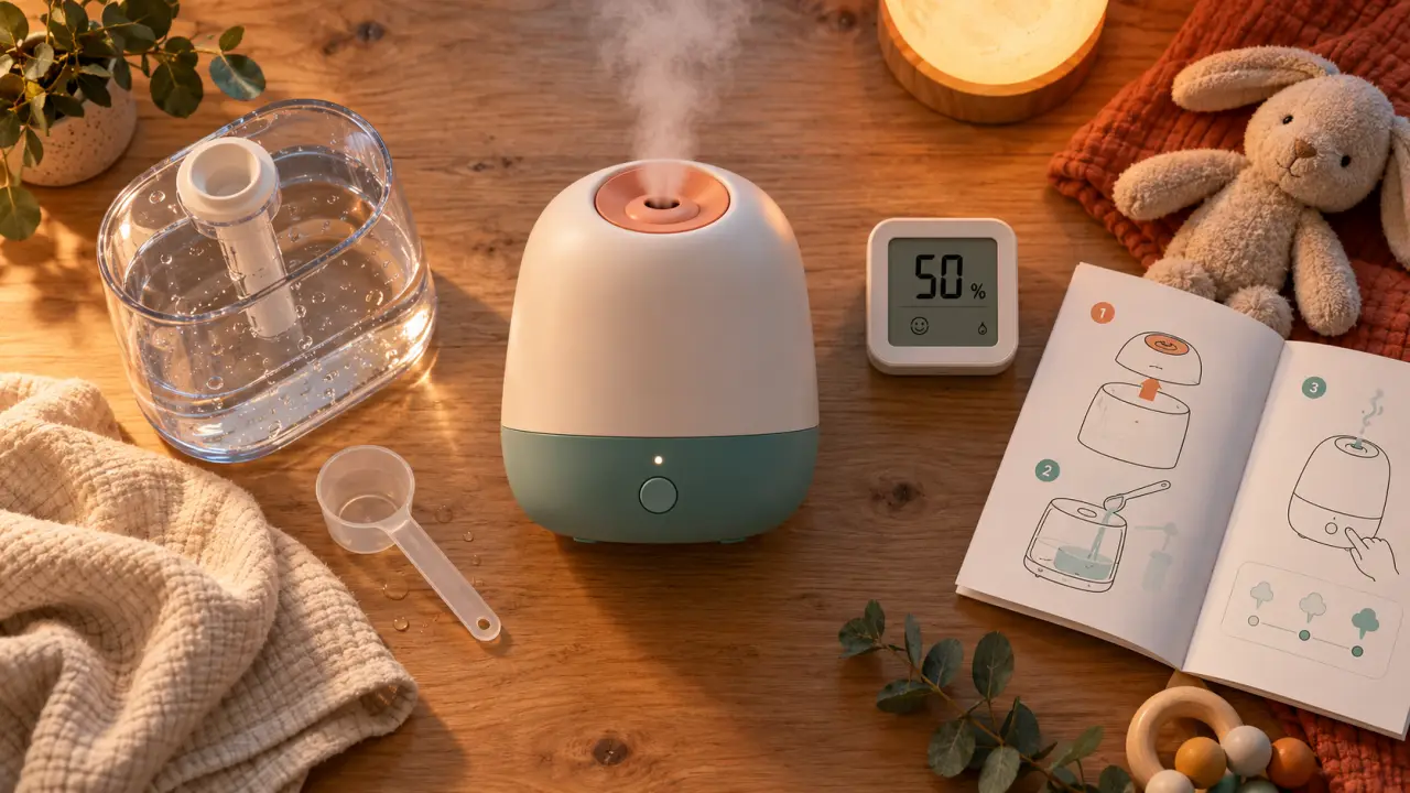 Humidificateur d'air bebe et hygromètre à 50 % d'humidité