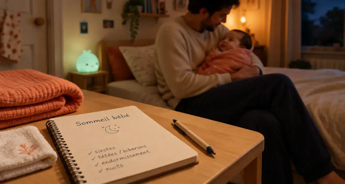 Kinésiologue sommeil bébé : parent berce un nourrisson au calme