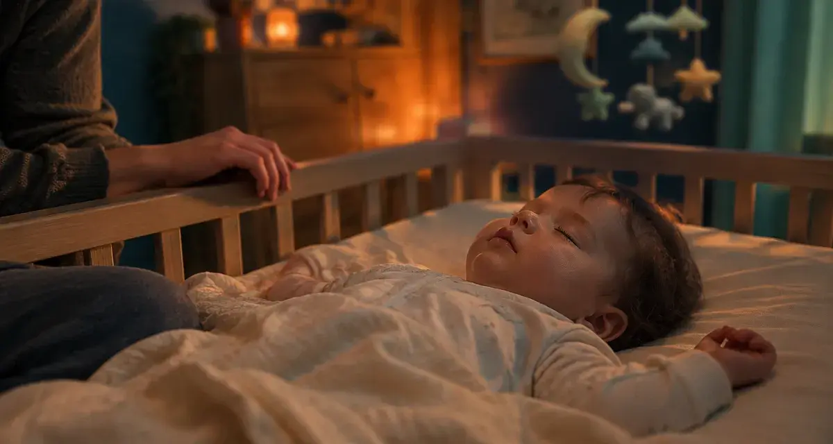 Sommeil bébé 10 mois perturbé : bébé au berceau, parent à côté